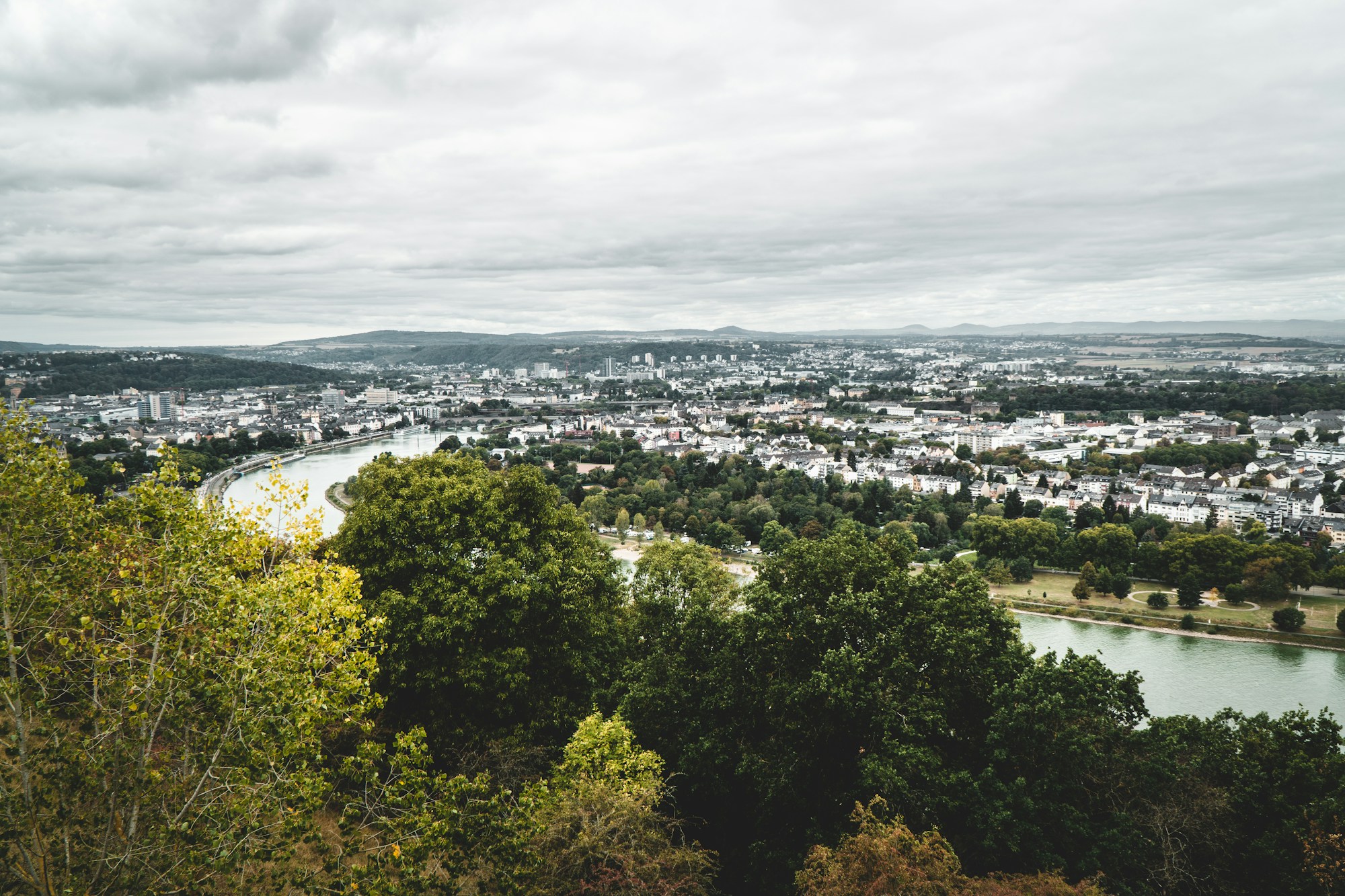 Koblenz — Rhine and Moselle confluence panorama