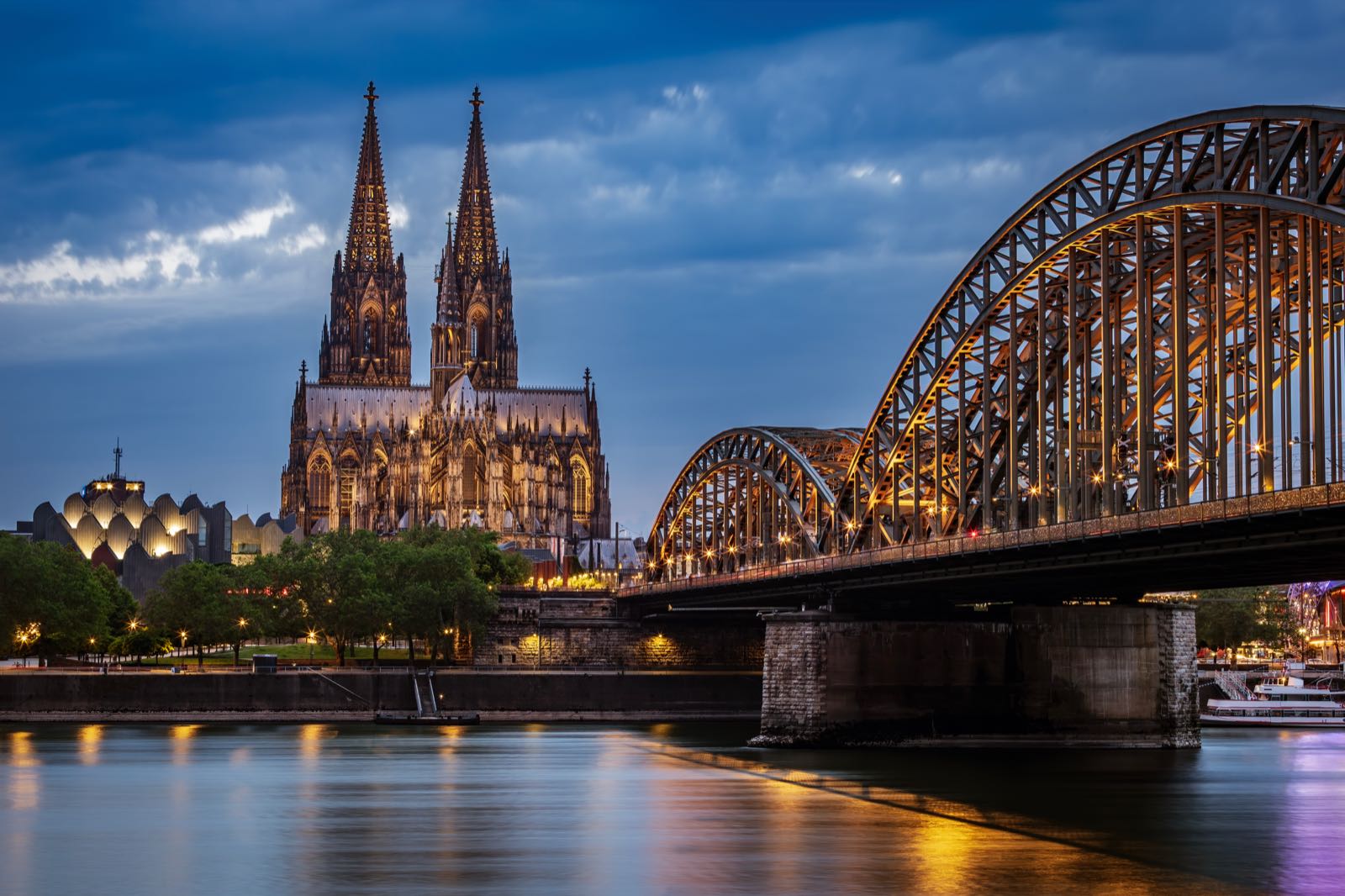 Cologne Cathedral and the Hohenzollern Bridge at night