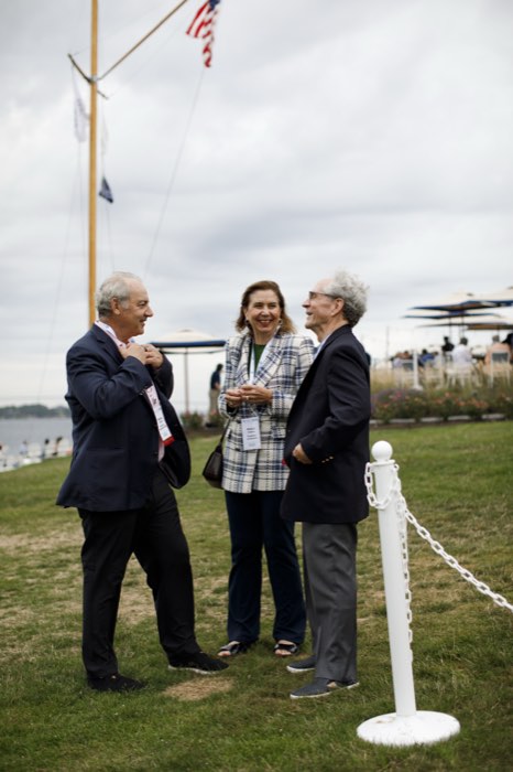 Meeting by the flagpole.