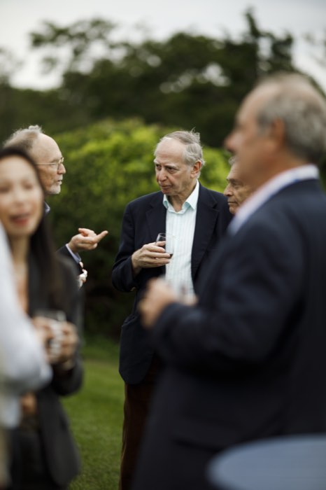 A group with drinks, mid-reception.