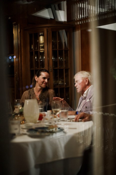 Conversation carrying on after the plates were cleared.